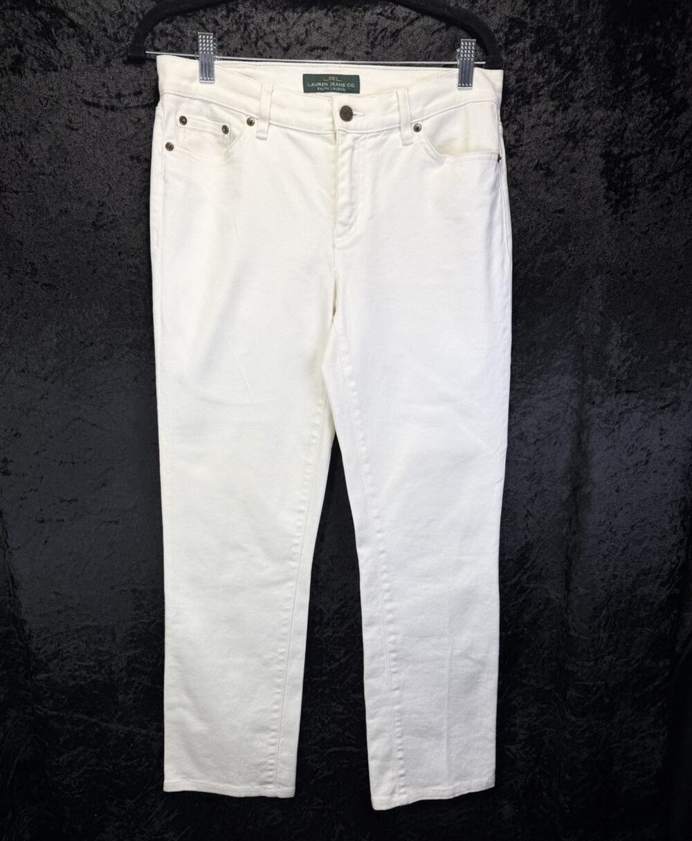 Lauren Ralph Lauren Jeans Co Womens White Classic Straight Leg Denim Jeans Sz 4